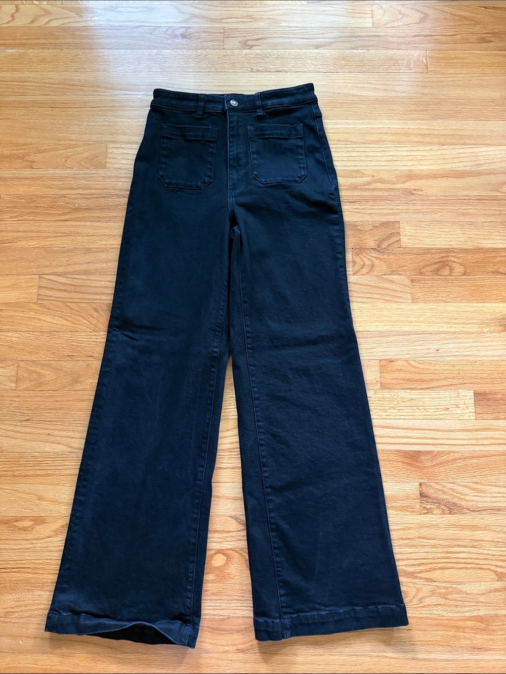 ROLLA’S Sailor Hi-Rise Wide-Leg Jean in Washed Black | 28